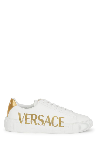 Versace Sneakers In Bianco+oro