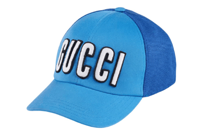 Pre-owned Gucci Logo Patch Baseball Hat Blue