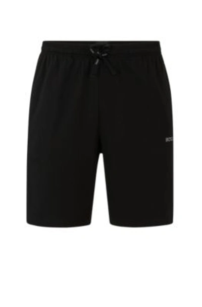 Hugo Boss Stretch-cotton Regular-fit Shorts With Logo Detail In Black