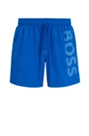 HUGO BOSS VERTICAL-LOGO-PRINT SWIM SHORTS IN QUICK-DRY POPLIN