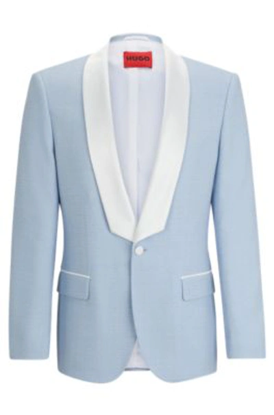 Hugo Slim-fit Jacket In Moulin Stretch Fabric In Light Blue
