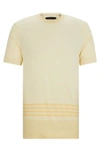Hugo Boss Stripe-detail T-shirt In Cotton And Silk In Light Yellow