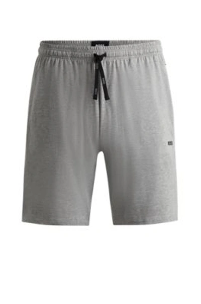 Hugo Boss Stretch-cotton Regular-fit Shorts With Logo Detail In Grey