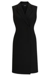 Hugo Boss Sleeveless Notched-lapel Mini Dress In Black