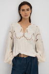 Reiss Cream Lace Cut-out Blouse In White