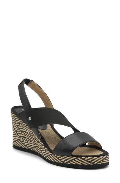 Adrienne Vittadini Bandelle Wedge Sandal In Black Stretch