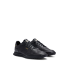 HUGO BOSS MIXED-MATERIAL TRAINERS WITH PERFORATED FAUX LEATHER