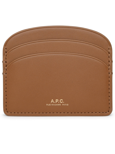 Apc Demi-lune Cardholder In Beige Leather