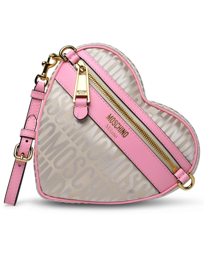 Moschino Cuore Ivory Cotton Blend Purse In Avorio