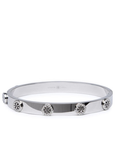 Tory Burch Silver Steel Miller Bracelet In Tory Silver
