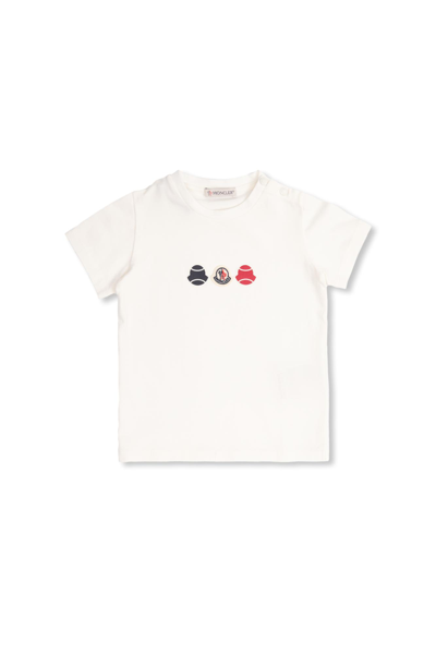 Moncler Babies'  Enfant T-shirt With Logo In Bianco
