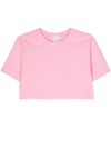Patou Logo-embellished Cotton Cropped T-shirt In Rosa