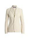 Polo Ralph Lauren Skye Pinstriped Cotton And Linen-blend Blazer In Lux Cream Midnight