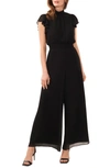 Halogen Flutter Sleeve Wide Leg Jumpsuit In Rich Black