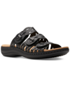 Clarks Laurieann Ruby Scalloped Strap Slide Sandals In Navy Leath