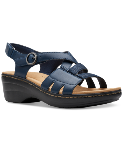 Clarks Merliah Derby Womens Slingbacks Casual Wedge Sandals In Navy