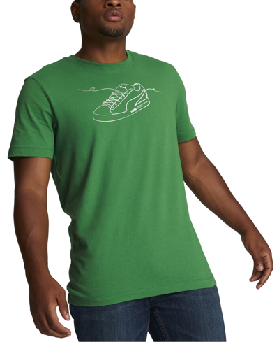 Puma Men's Lace Up Regular-fit Logo Graphic T-shirt In Archive Green- White