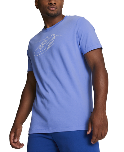 Puma Men's Lace Up Regular-fit Logo Graphic T-shirt In Blue Skies- White