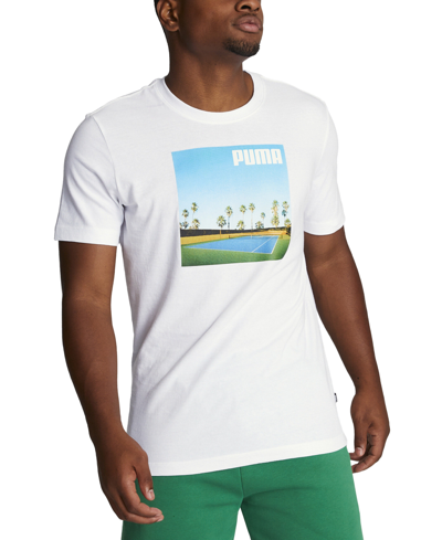 Puma Men's Serve It Regular-fit Logo Graphic T-shirt In  White