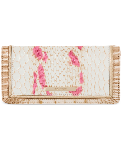 Brahmin Ady Valentia Embossed Leather Wallet In Apricot Rose Valentia