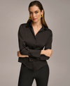 Donna Karan New York Long Sleeve Button-up Shirt In Black