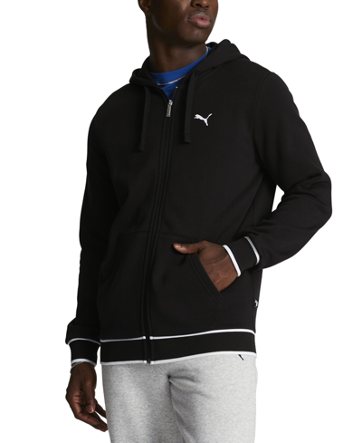 Puma Men's Vintage Sport Regular-fit Tipped Full-zip Fleece Hoodie In  Black