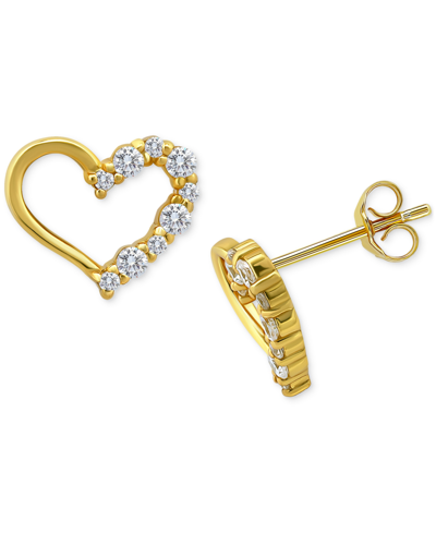Giani Bernini Cubic Zirconia Open Heart Stud Earrings, Created For Macy's In Gold