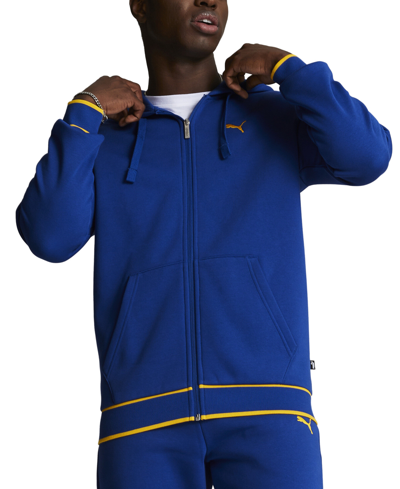 Puma Men's Vintage Sport Regular-fit Tipped Full-zip Fleece Hoodie In Cobalt Glaze