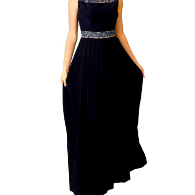 Farah Naz New York Womens Formal Boat Neck Gown In Blue