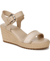 Naturalizer Stella Platform Wedge Sandal In Beige Woven Straw,leather