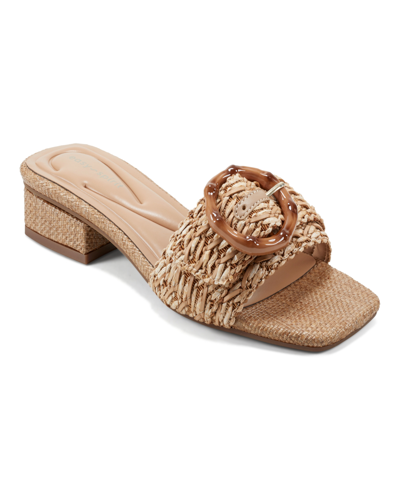 Easy Spirit Women's Gatlin Square Toe Slip-on Dress Sandals In Natural Woven Multi - Manmade