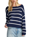 Lucky Brand Stripe Cotton Crop Sweater In Cad Navy Tofu Stripe
