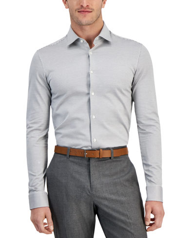 Hugo Kenno Slim Fit Plaid Dress Shirt In Grey Geometric
