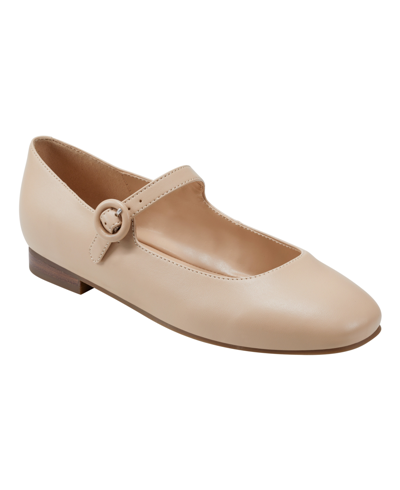 Marc Fisher Women's Thalie Round Toe Dress Ballet Flats In Light Natural- Faux Leather