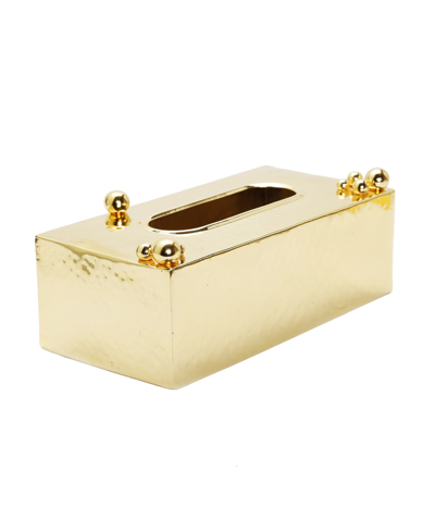Classic Touch Hammered Tissue Box With Ball Design In Gold