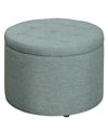 CONVENIENCE CONCEPTS 22" FAUX LINEN ROUND SHOE STORAGE OTTOMAN