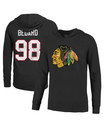 Majestic Men's  Threads Connor Bedard Black Distressed Chicago Blackhawks Softhand Name And Number Pu
