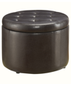 CONVENIENCE CONCEPTS 22" FAUX LEATHER ROUND SHOE STORAGE OTTOMAN