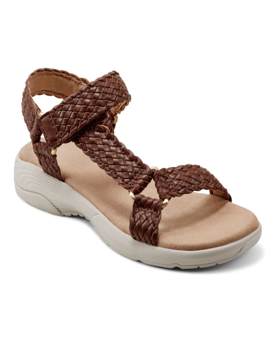 Easy Spirit Women's Taytum Round Toe Strappy Casual Sandals In Dark Brown