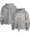 47 BRAND WOMEN'S '47 BRAND GRAY DISTRESSED LOS ANGELES LAKERS UPLAND BENNETT PULLOVER HOODIE