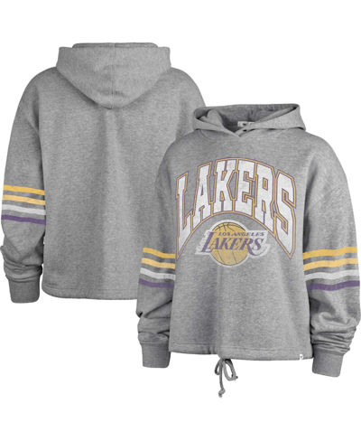 47 Brand Women's ' Gray Distressed Los Angeles Lakers Upland Bennett Pullover Hoodie