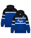 MITCHELL & NESS MEN'S MITCHELL & NESS BLUE, BLACK ORLANDO MAGIC HEAD COACH PULLOVER HOODIE