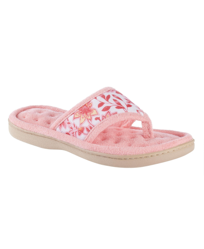 Isotoner Signature Women's Georgie Floral Print Thong Slippers In Iced Strawberry