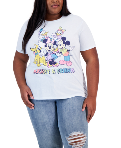 Disney Trendy Plus Size Mickey & Friends Graphic T-shirt In Ice Melt