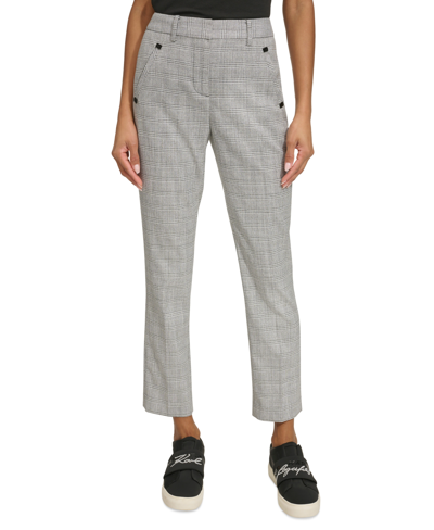 Karl Lagerfeld Women's Glen Plaid Cropped Pants In Black/soft White