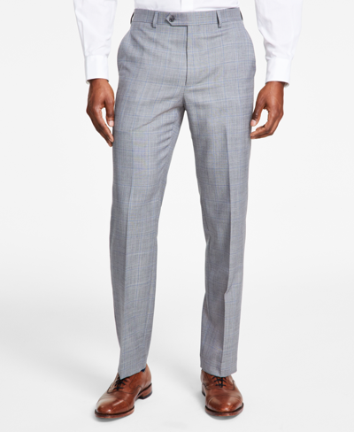 Michael Kors Men's Classic-fit Stretch Wool-blend Suit Pants In Grey Plaid
