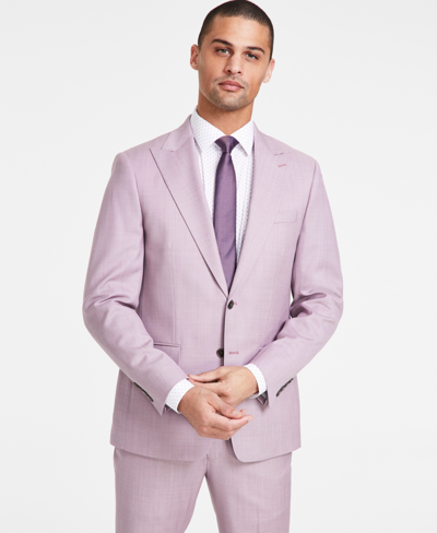 Calvin Klein Men's Slim-fit Wool-blend Stretch Sharkskin Suit Separate Jacket In Pink