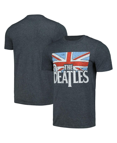 Bravado Men's And Women's Gray The Beatles Distressed British Flag T-shirt