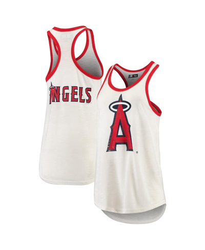 G-iii 4her By Carl Banks Women's  White Los Angeles Angels Tater Racerback Tank Top