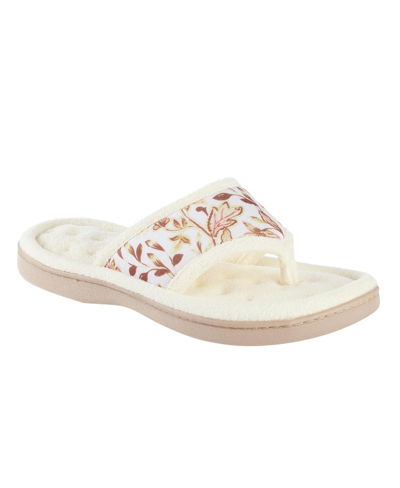 Isotoner Signature Women's Georgie Floral Print Thong Slippers In Ewe
